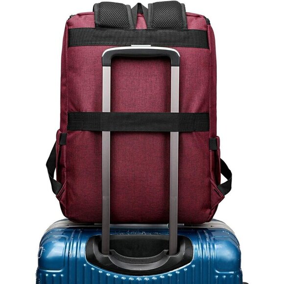 YALUNDISI Vintage Backpack Travel Red Laptop bag with USB Charging Port.
